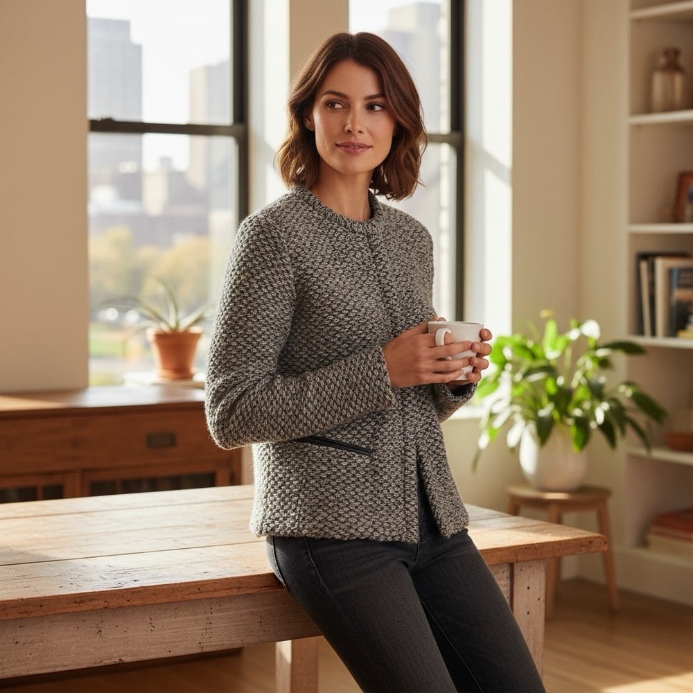 Ann Taylor Gray Knit Blazer Small